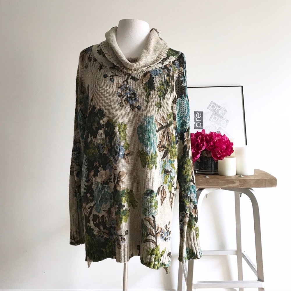 J. Jill Long Sleeve Printed Floral Sweater -H